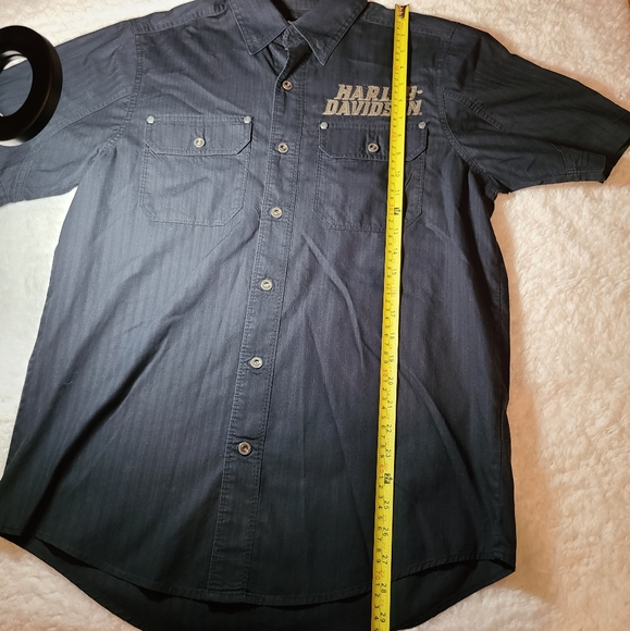 Harley Davidson Mens Small Button Up Shirt Pinstripes - Picture 8 of 14